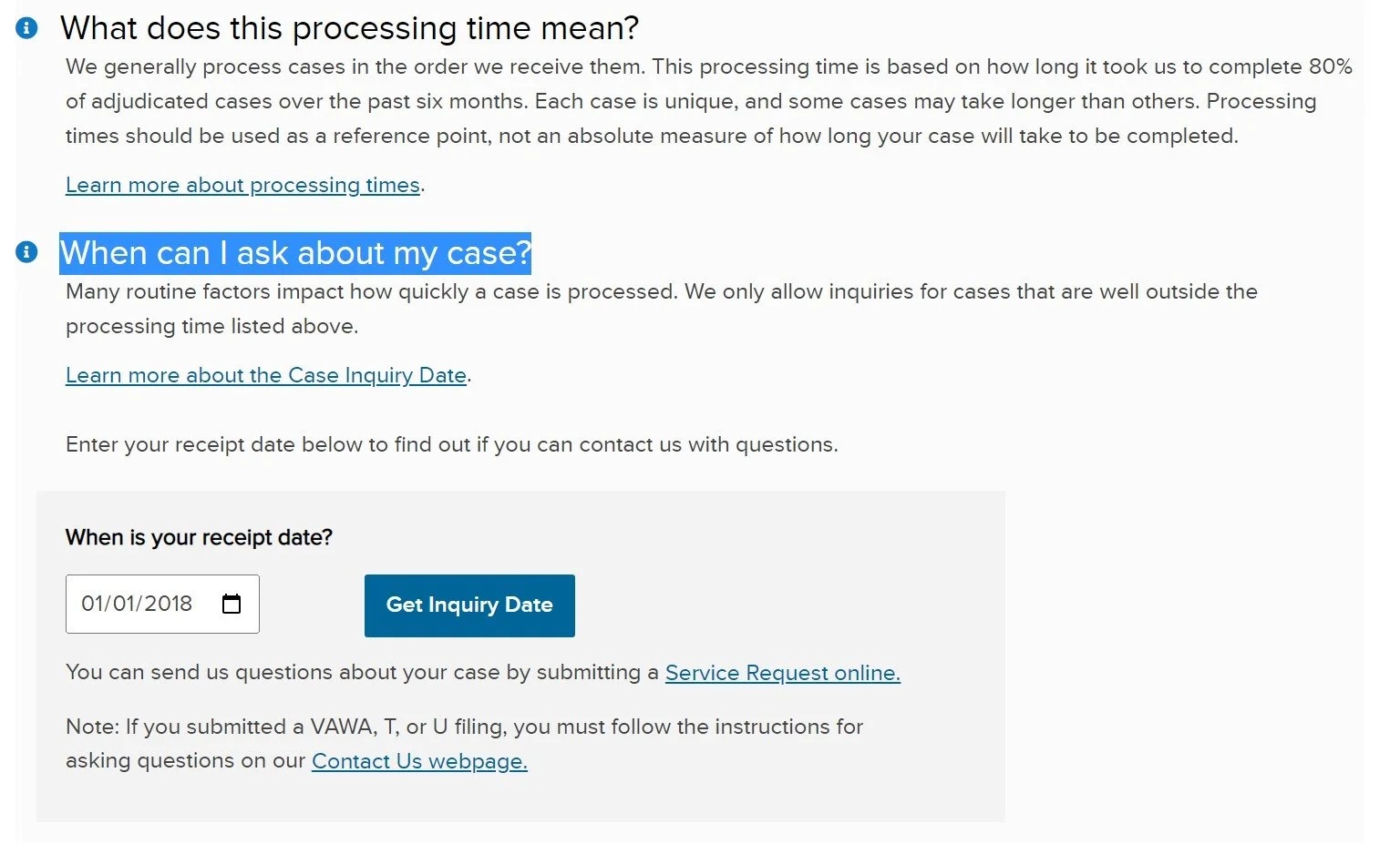 Processing Times sample